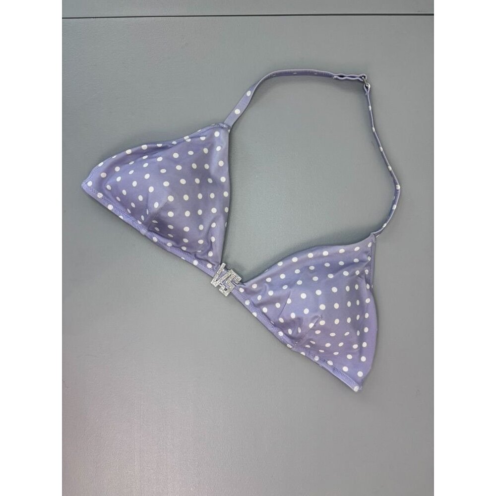 Victoria's Secret women's XXL‎ purple white dot bling halter triangle bikini top